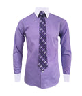 Camisa formal lila cuello y puños blancos manga larga hombre XS a 10XL