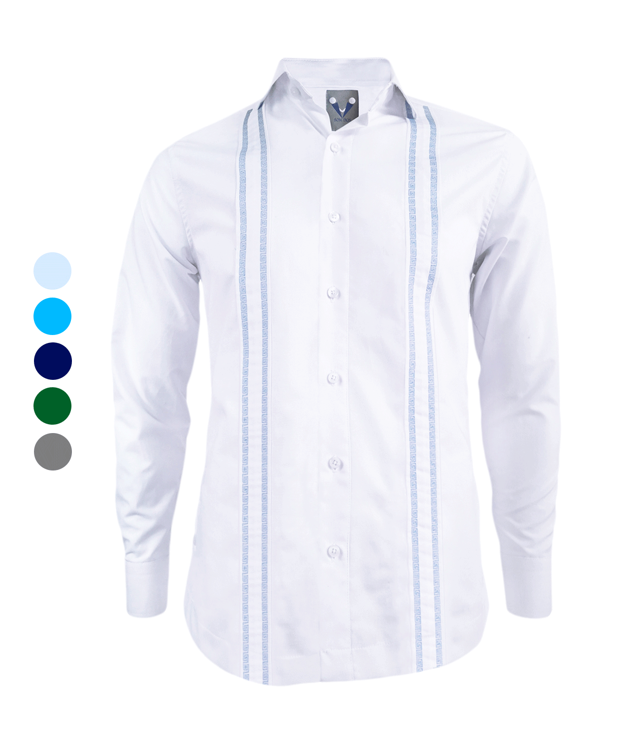 Camisa guayabera blanca bordada sin bolsillos manga larga XS a 10XL