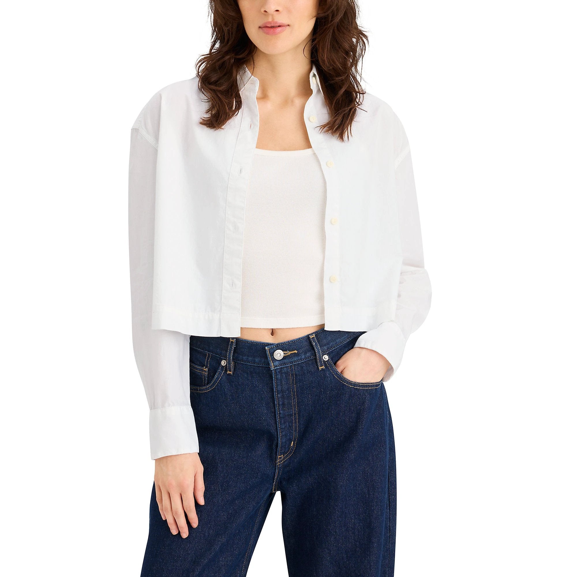 Camiseta Dockers Boxy Cropped Mangas Largas Lisa Para Damas by Dockers