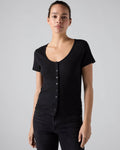Blusa Levis Mangas Cortas Brocado Bots para Damas