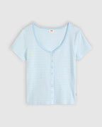 Blusa Levis Mangas Cortas Rayas Bots para Damas