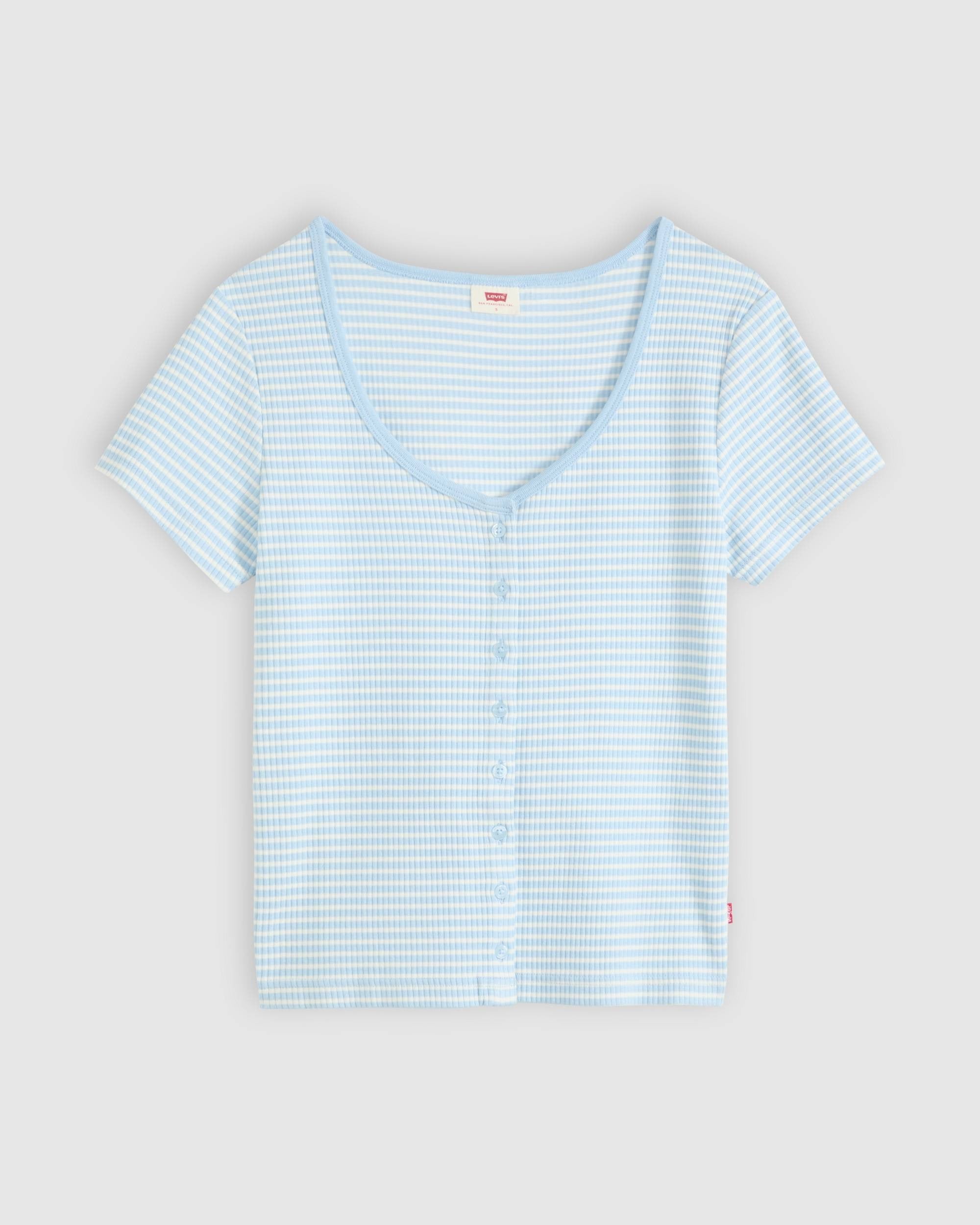 Blusa Levis Mangas Cortas Rayas Bots para Damas