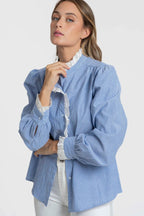 Blusa Armonias Mangas Largas Rayas Encaje Para Damas by Armonias