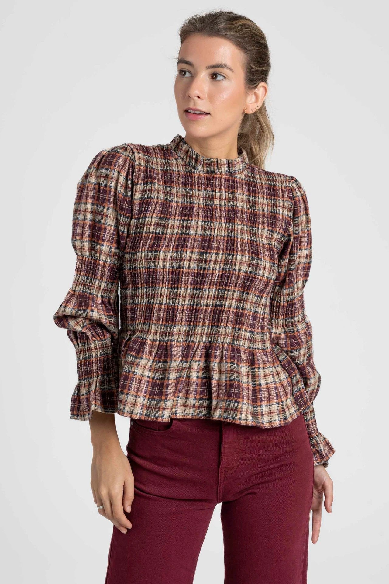 Blusa Armonias Mangas Largas Cuadros Para Damas by Armonias