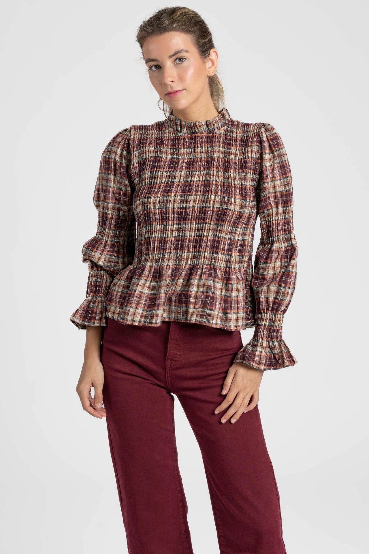 Blusa Armonias Mangas Largas Cuadros Para Damas by Armonias