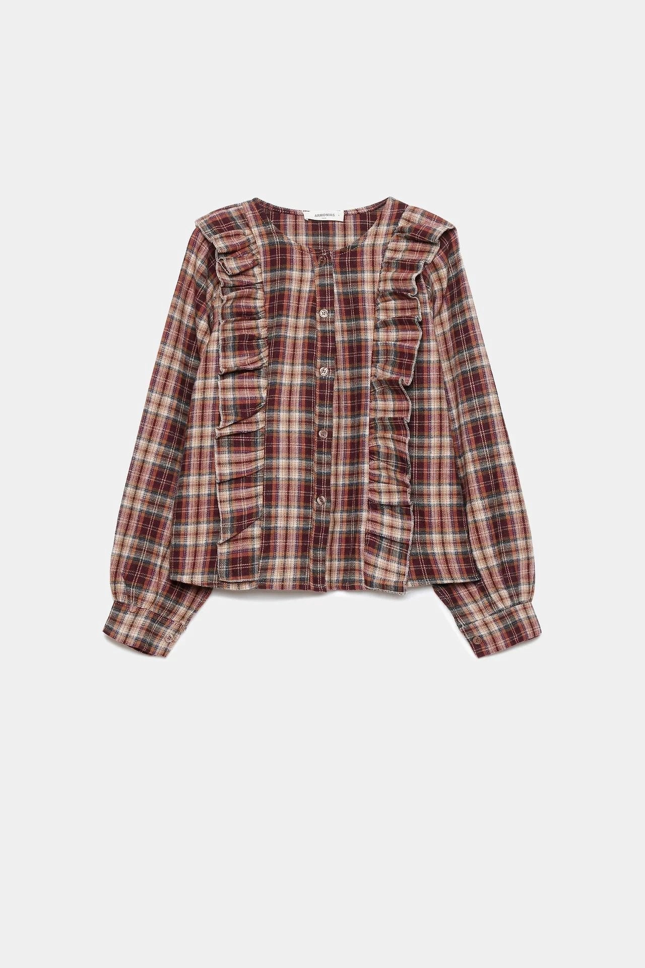 Blusa Armonias Mangas Largas Cuadros Para Damas by Armonias