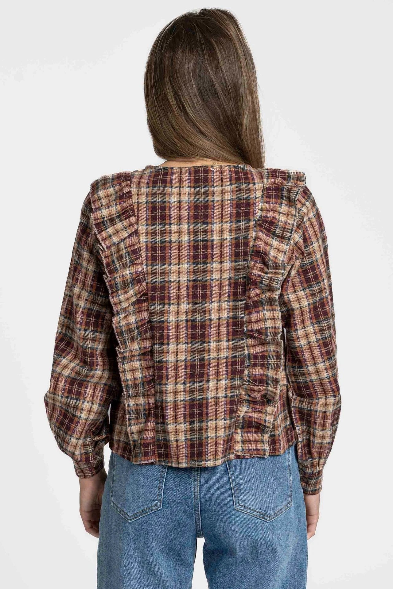Blusa Armonias Mangas Largas Cuadros Para Damas by Armonias