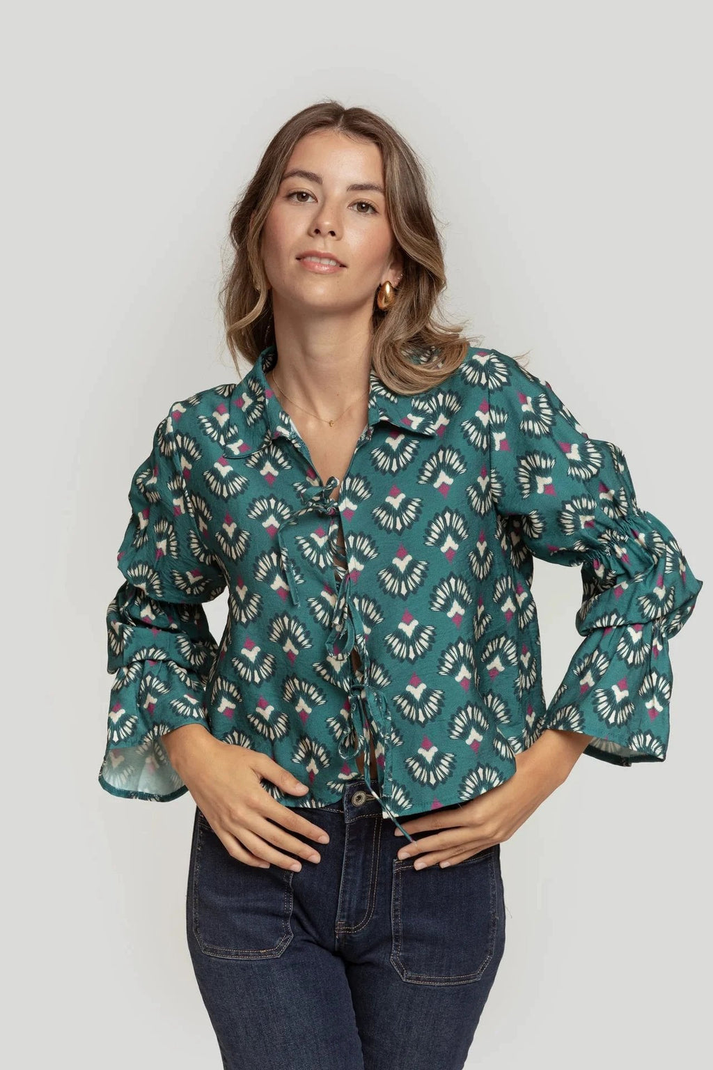 Blusa Massima Grazia Mangas Largas Estampada Para Damas by Massima Grazia