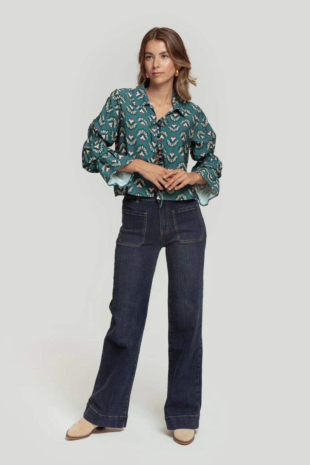 Blusa Massima Grazia Mangas Largas Estampada Para Damas by Massima Grazia