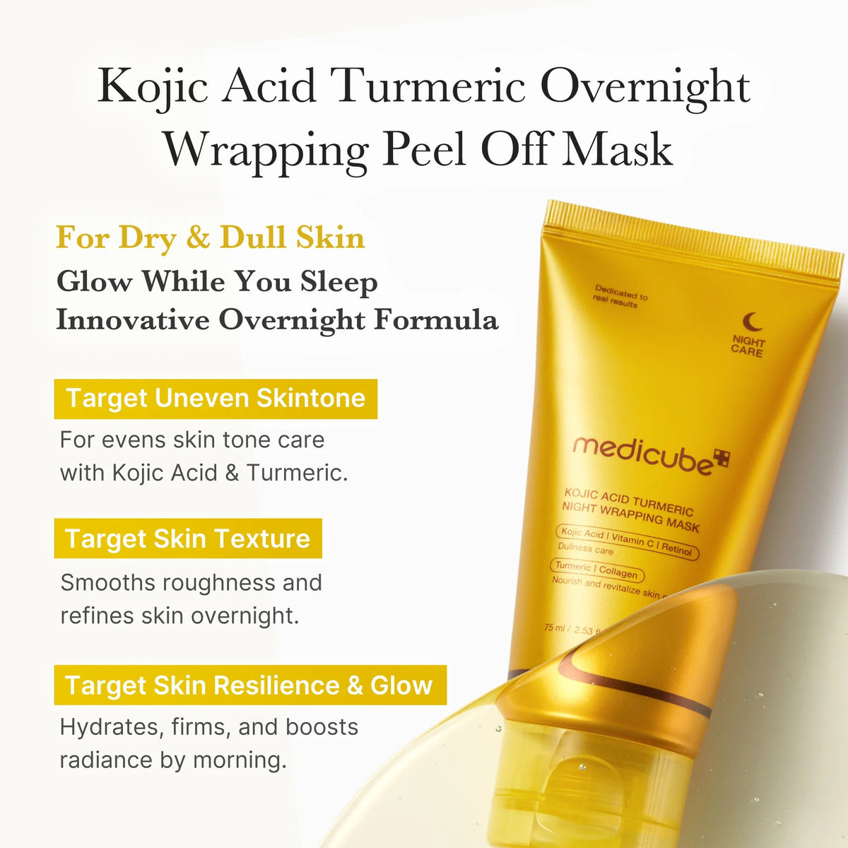 (SB) MEDICUBE KOJIC ACID TURMERIC NIGHT WRAPPING MASK 75ML 2.0