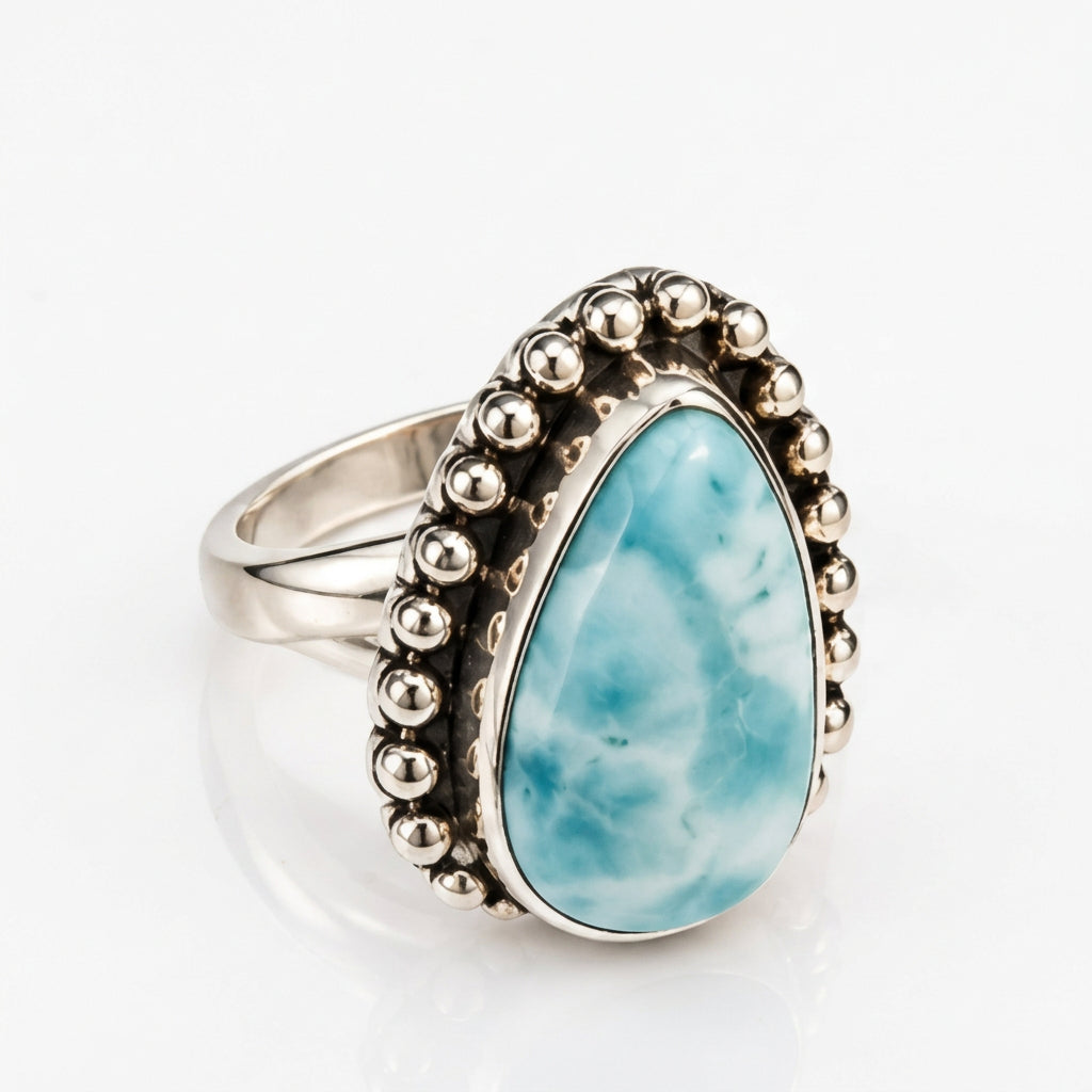 Anillo de plata 925 con piedra de larimar