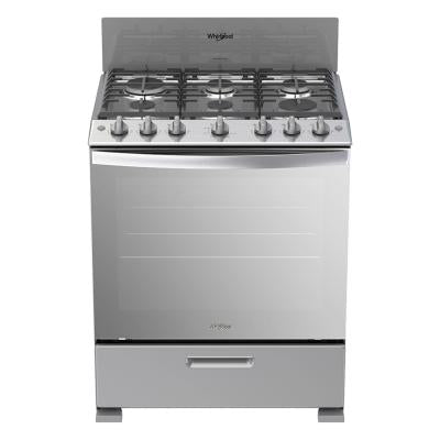 Estufa Horno Whirlpool Lwfr3400d00 30" Gas Inox 6q Espejo Ci