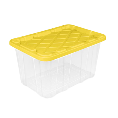 Caja Plastica Sterilite 50759y04 27gal 102l Transparente Industrial Tapa Amarilla