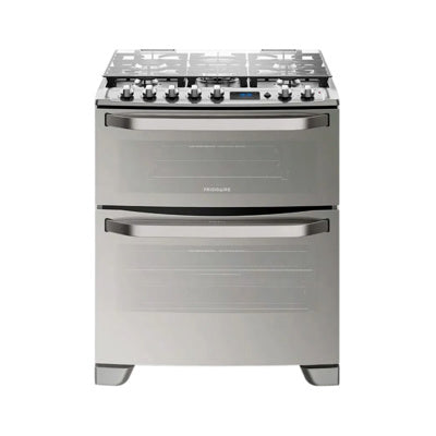 Estufa Horno Frigidaire Fkgo30z5bnm 30" Gas Inox 5q Doble Horno