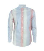 Camisa de rayas azul rojo y verde, manga larga Slim hombre XS a 10XL
