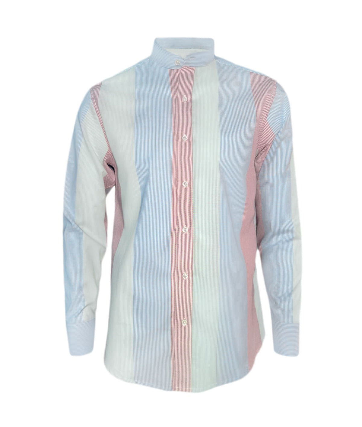 Camisa de rayas azul rojo y verde, manga larga Slim hombre XS a 10XL