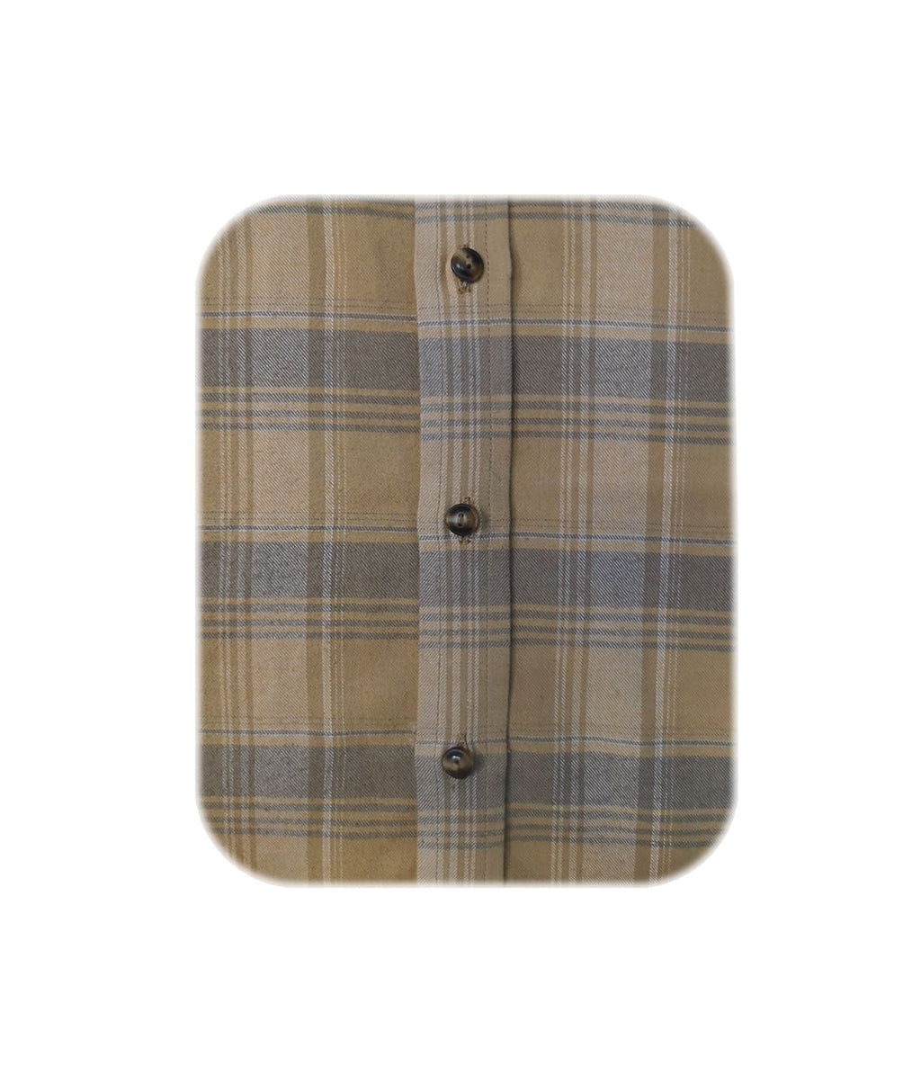 Camisa leñadora café de cuadros camel manga larga Slim hombre XS a 10XL