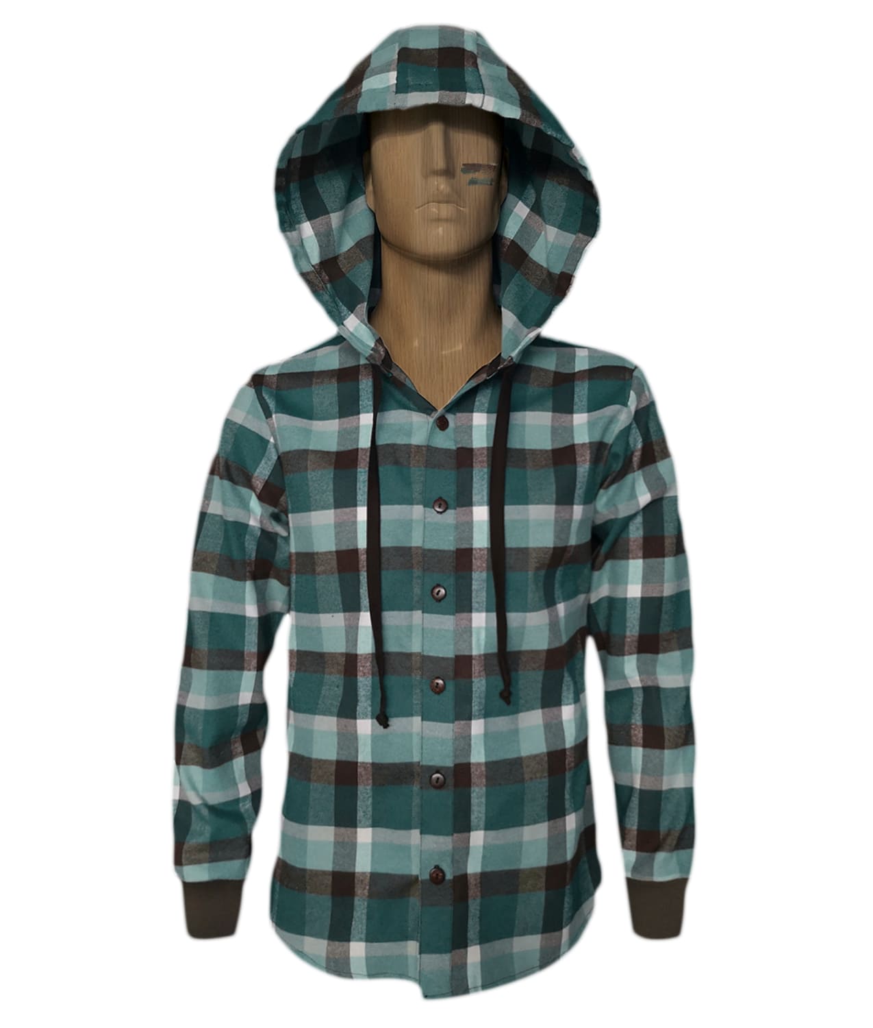 Camisa de cuadros leñadora verde con capota manga larga hombre XS a 10XL