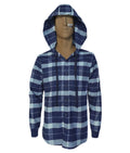 Camisa leñadora azul con capota manga larga hombre XS a 10XL
