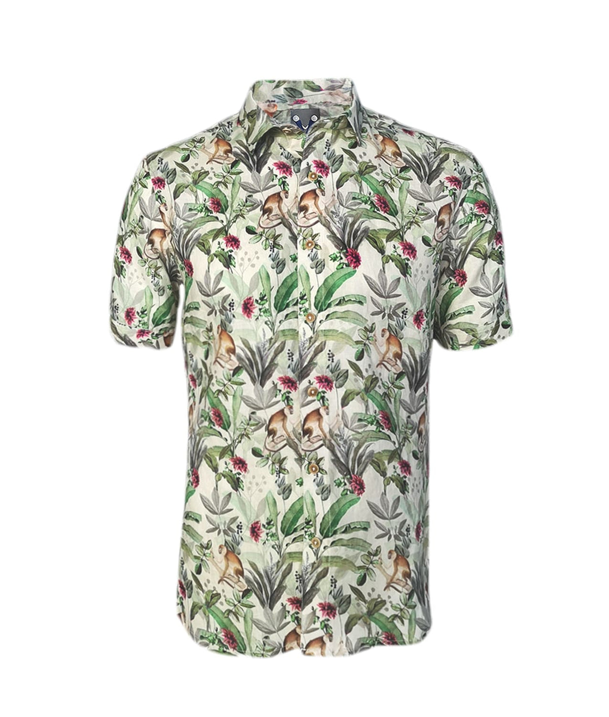 Camisa Playera En Lino Hawaiana Cuello Nerú manga corta Slim hombre XS a 10XL