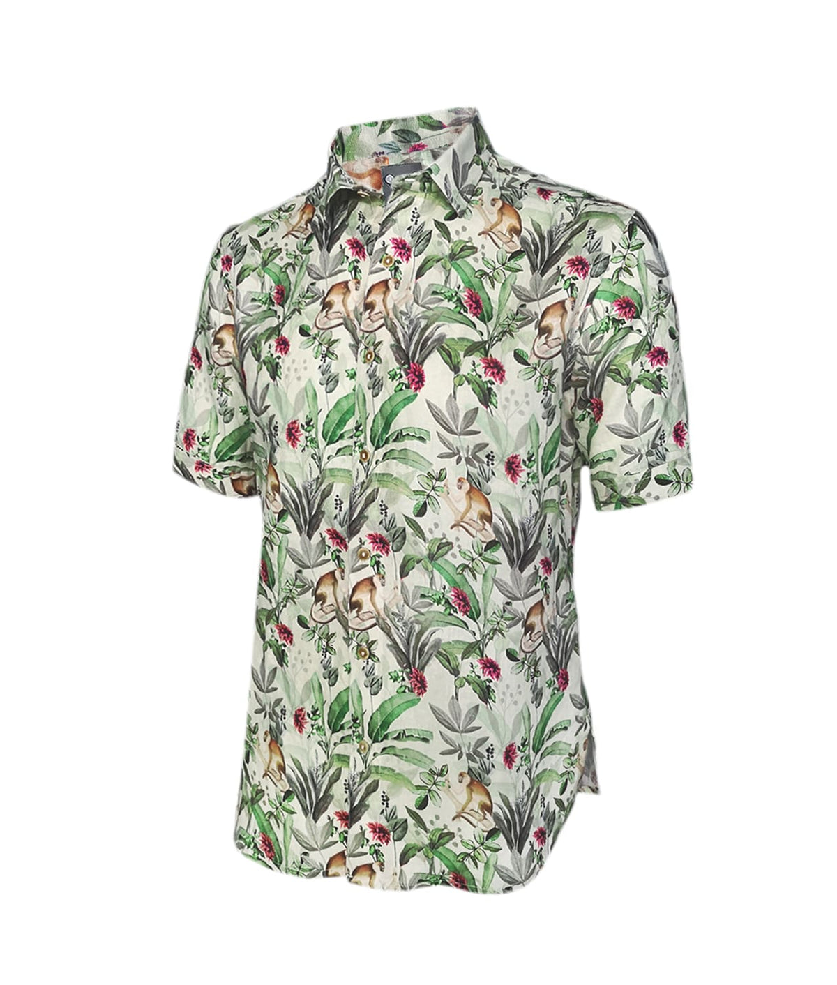 Camisa Playera En Lino Hawaiana Cuello Nerú manga corta Slim hombre XS a 10XL