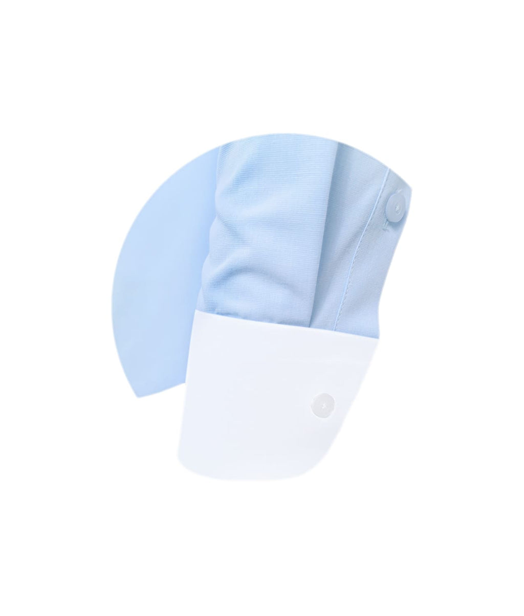 Camisa formal azul cuello y puños blancos manga larga hombre XS a 10XL
