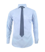 Camisa formal azul claro con iniciales manga larga hombre XS a 10XL