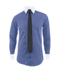 Camisa formal azul hortensia cuello y puños blancos manga larga para hombre XS a 10XL