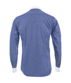 Camisa formal azul hortensia cuello y puños blancos manga larga para hombre XS a 10XL