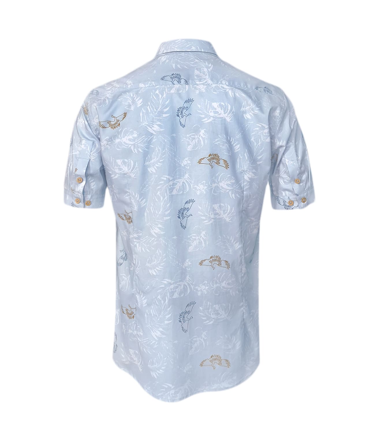 Camisa playera azul claro estampada manga corta Slim para hombre XS a 10XL
