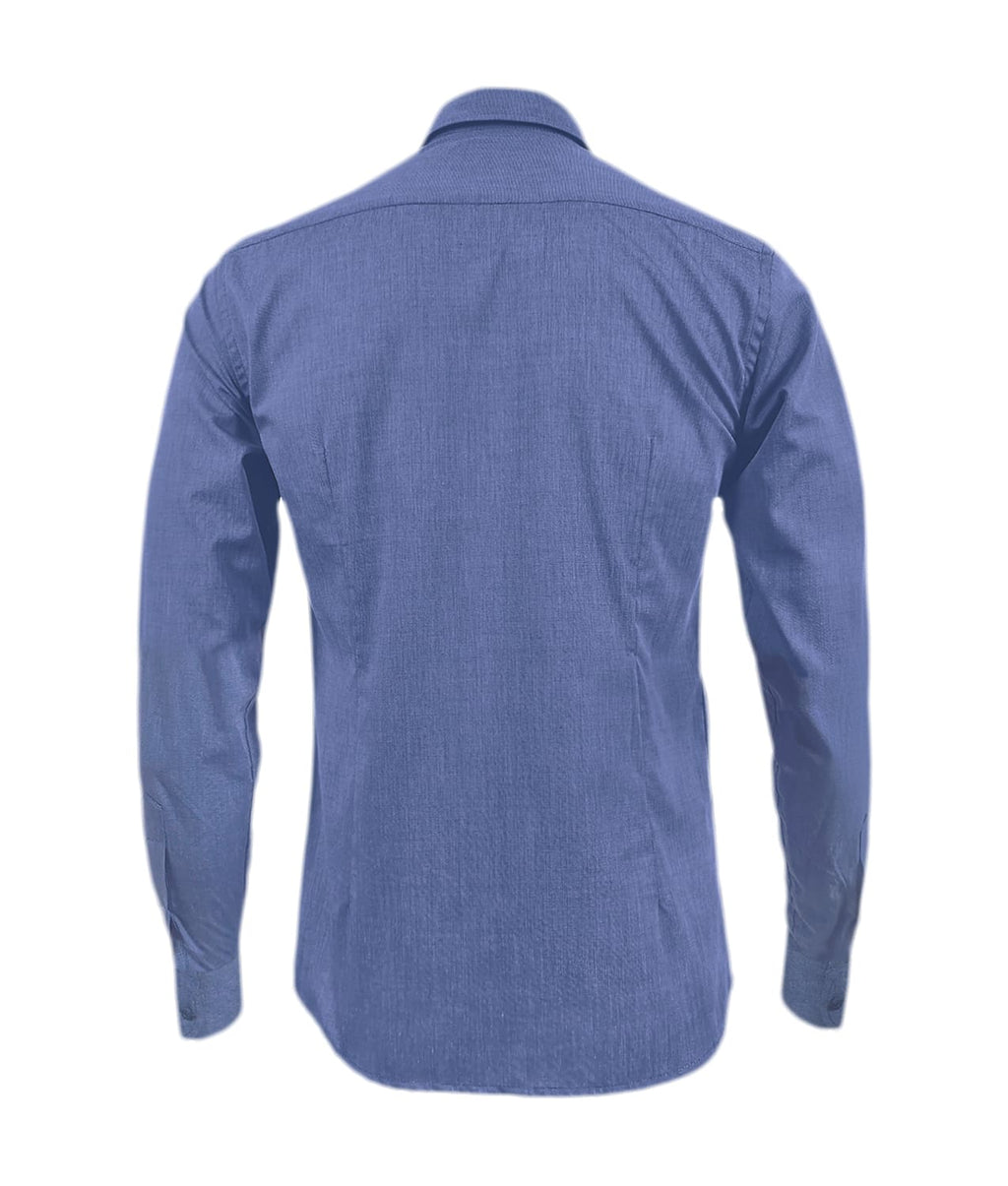 Camisa formal azul hortensia slim fit manga larga para hombre XS a 10XL