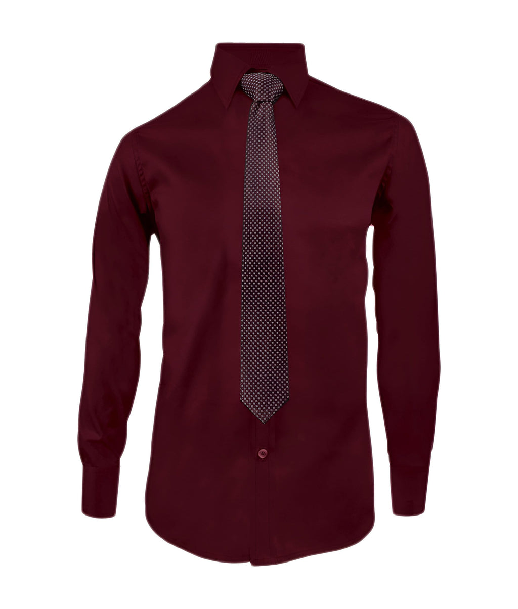 Camisa para corbata vino tinto manga larga slim hombre XS a 10XL