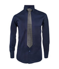 Camisa para corbata azul oscuro manga larga slim para hombre XS a 10XL