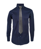 Camisa para corbata azul oscuro manga larga slim para hombre XS a 10XL