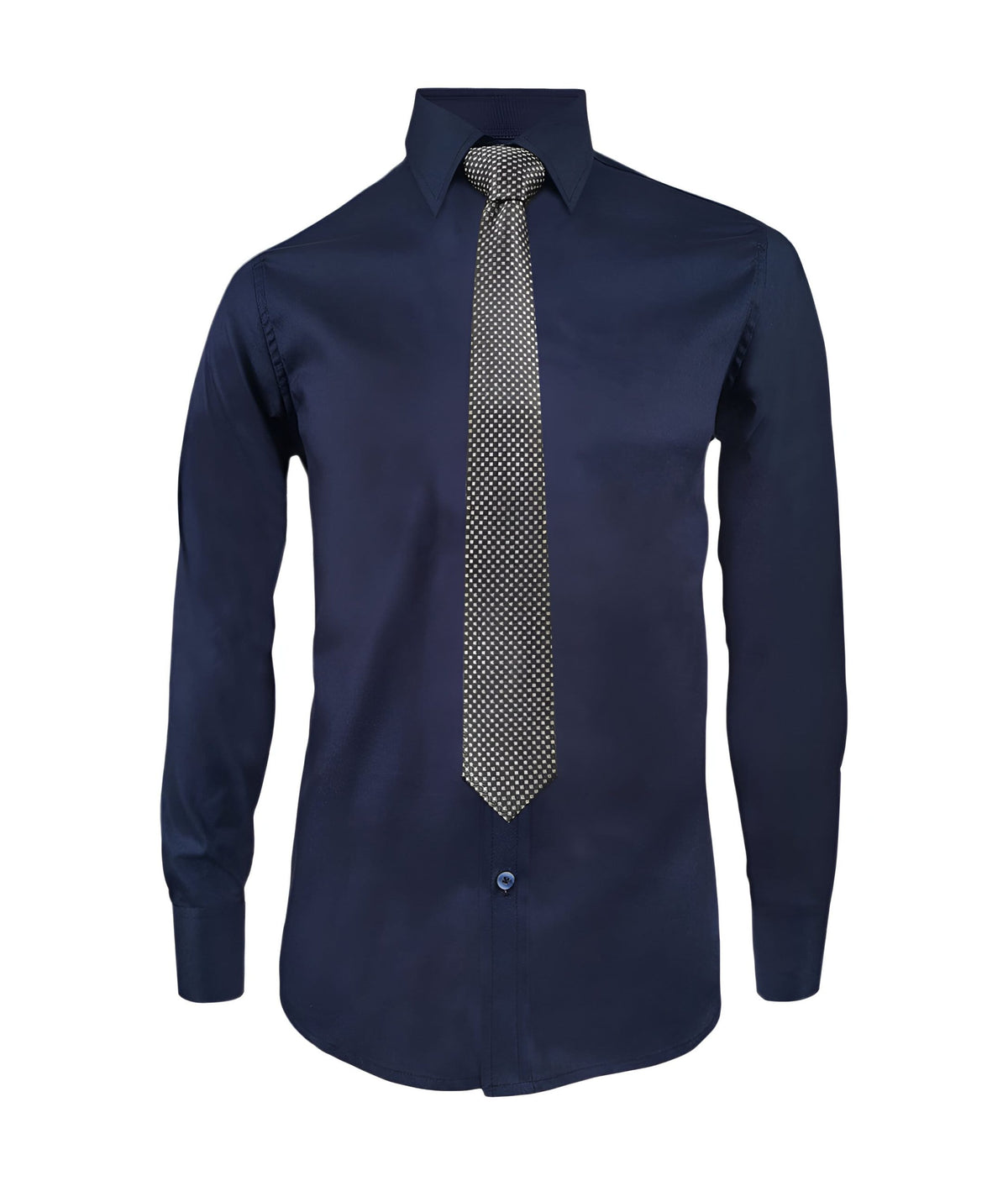 Camisa para corbata azul oscuro manga larga slim para hombre XS a 10XL