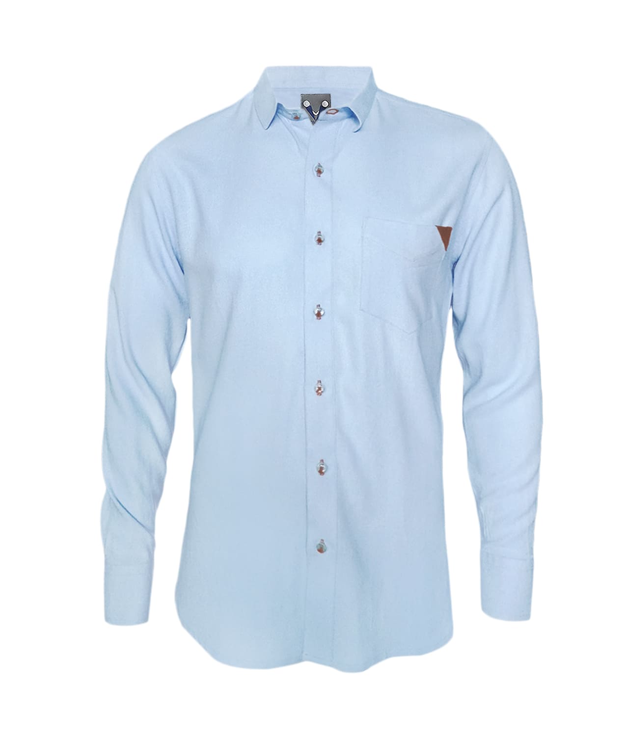 Camisa en lino azul claro con contraste ocasión manga larga hombre XS a 10XL