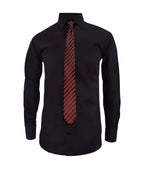 Camisa formal negra en algodón manga larga slim para hombre XS a 10XL