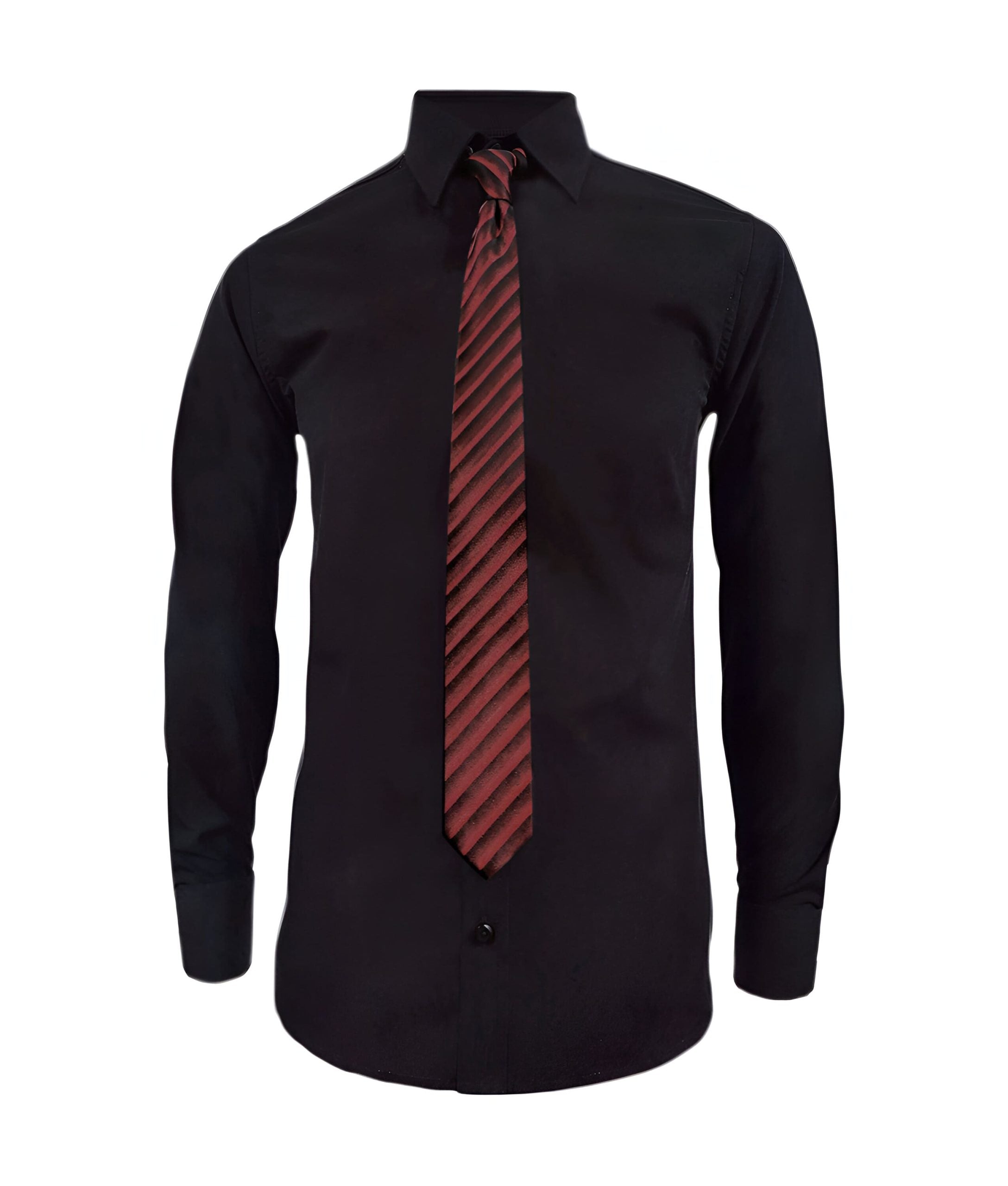 Camisa formal negra en algodón manga larga slim para hombre XS a 10XL