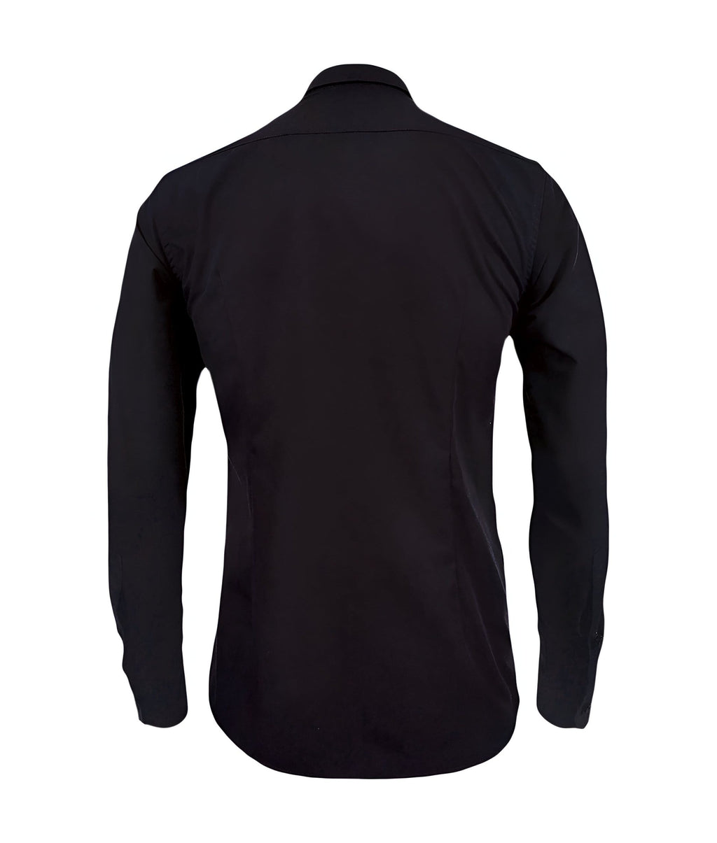 Camisa formal negra en algodón manga larga slim para hombre XS a 10XL