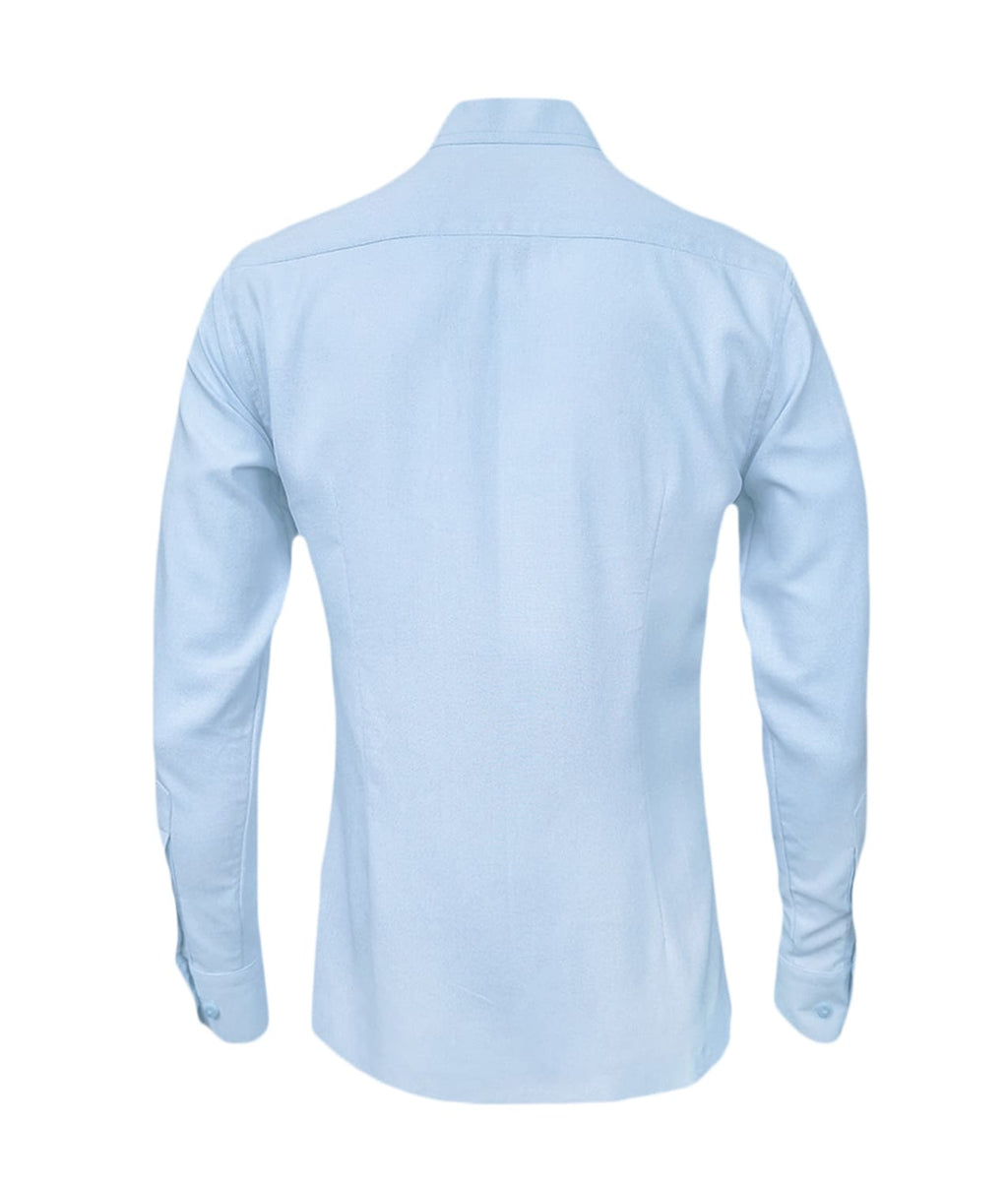 Camisa en lino azul claro con contraste ocasión manga larga hombre XS a 10XL