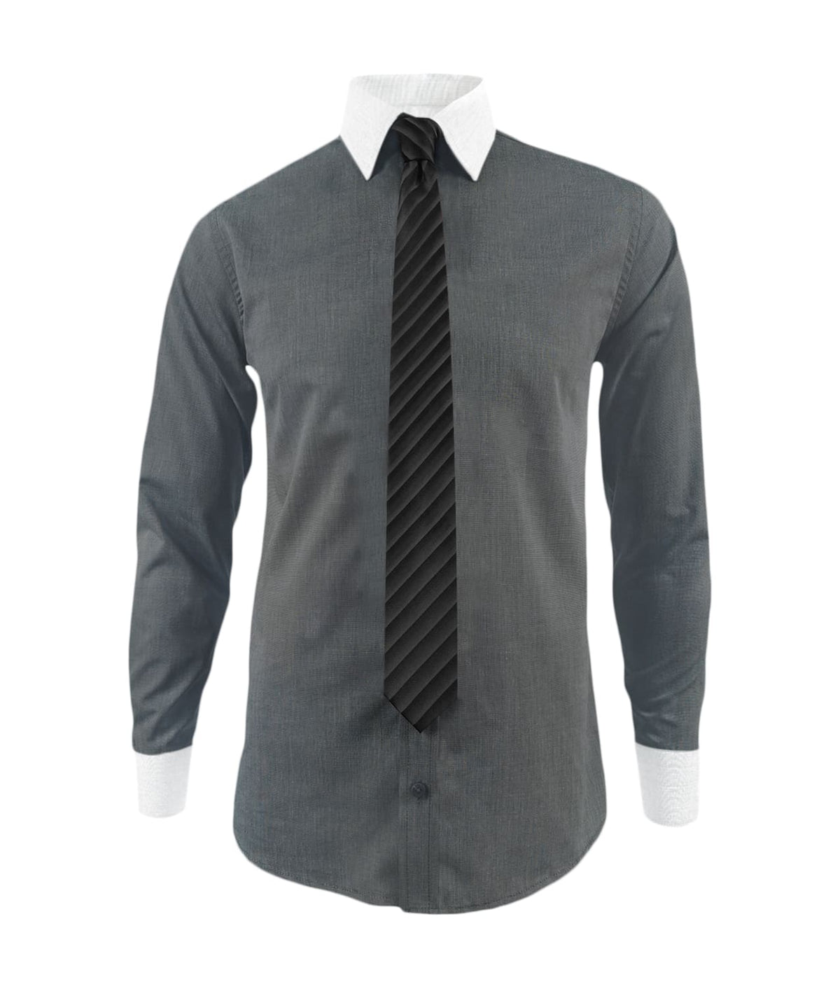 Camisa formal gris con cuello y puños blancos slim fit para hombre XS a 10XL