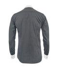 Camisa formal gris con cuello y puños blancos slim fit para hombre XS a 10XL