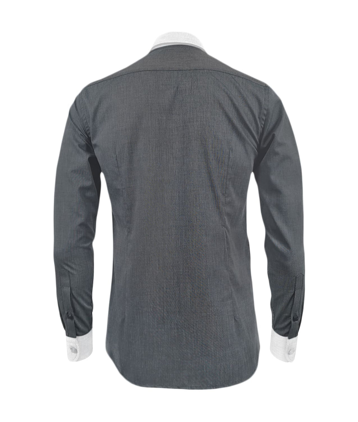 Camisa formal gris con cuello y puños blancos slim fit para hombre XS a 10XL