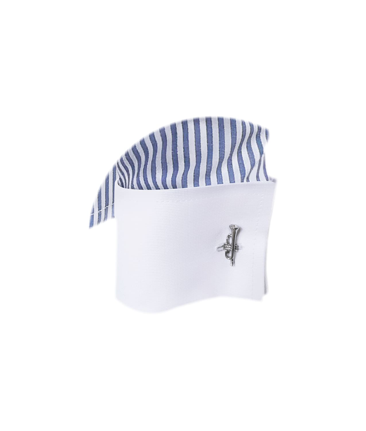 Camisa formal azul con rayas cuello y puños para mancornas blancos hombre XS a 10XL