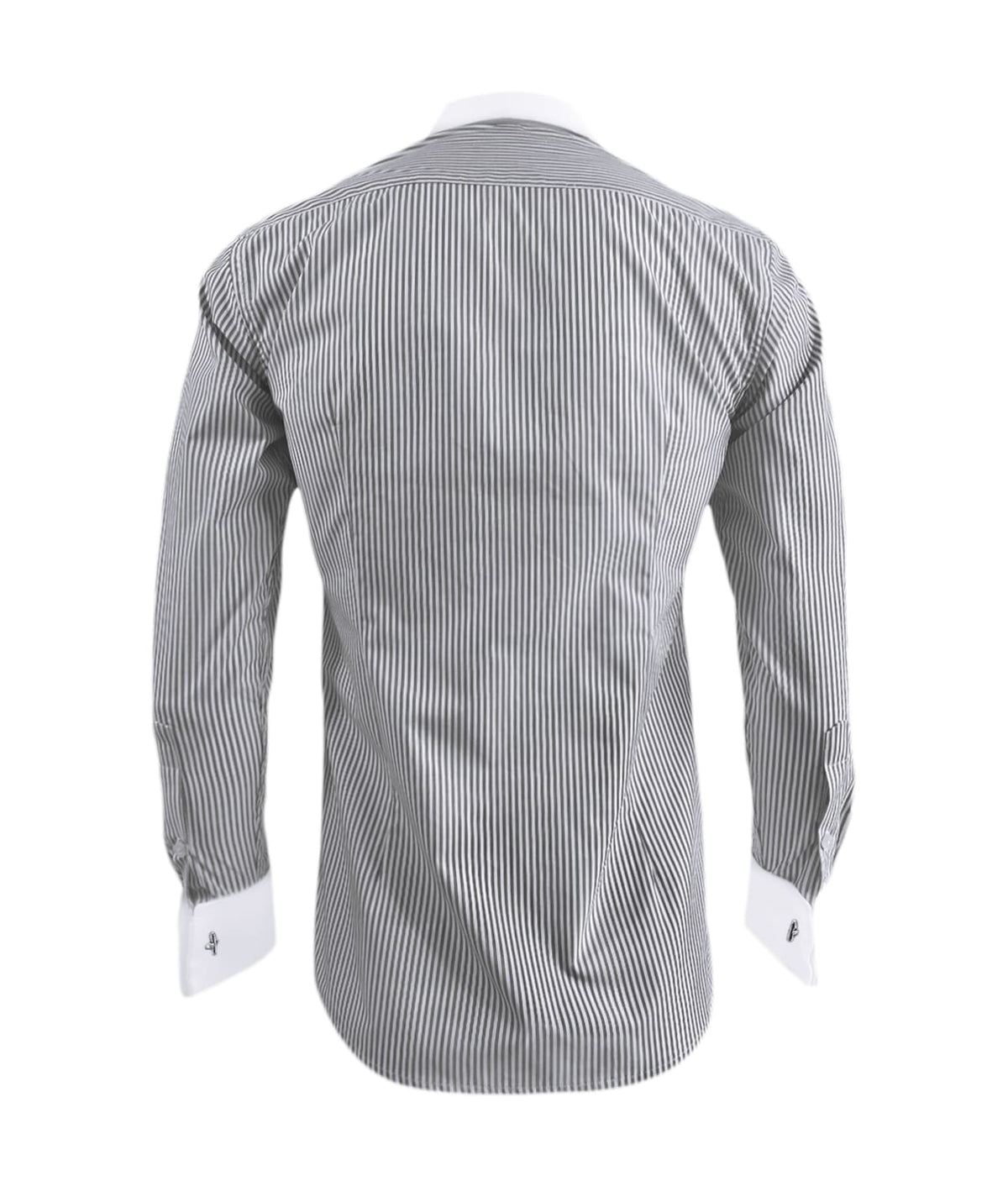 Camisa formal gris con rayas cuello y puños blancos slim fit para hombre XS a 10XL