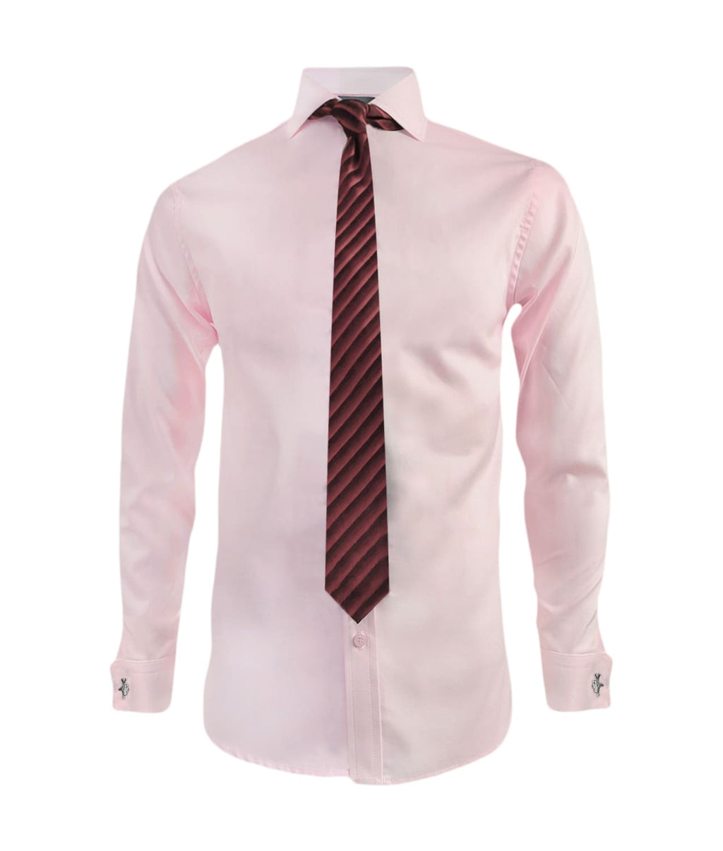 Camisa formal rosada puño para mancornas manga larga hombre XS a 10XL