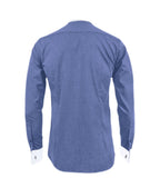 Camisa formal azul cuello y puños mancorna blancos hombre XS a 10XL