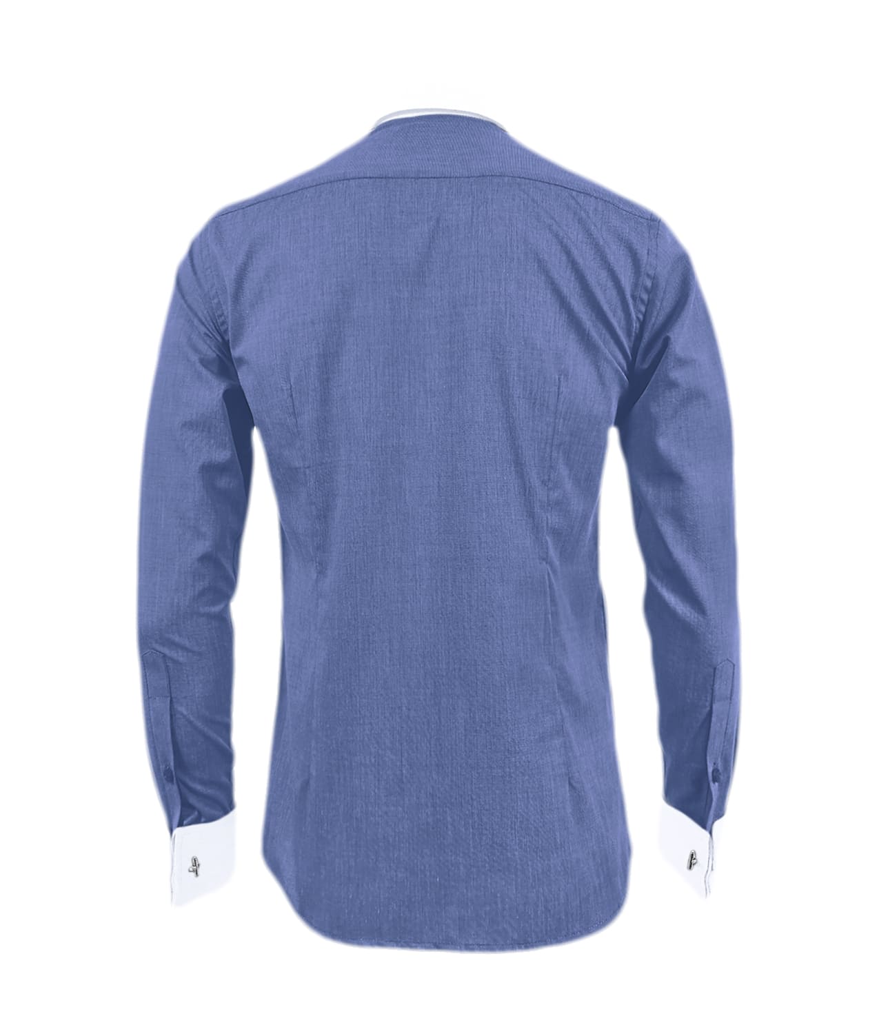 Camisa formal azul cuello y puños mancorna blancos hombre XS a 10XL