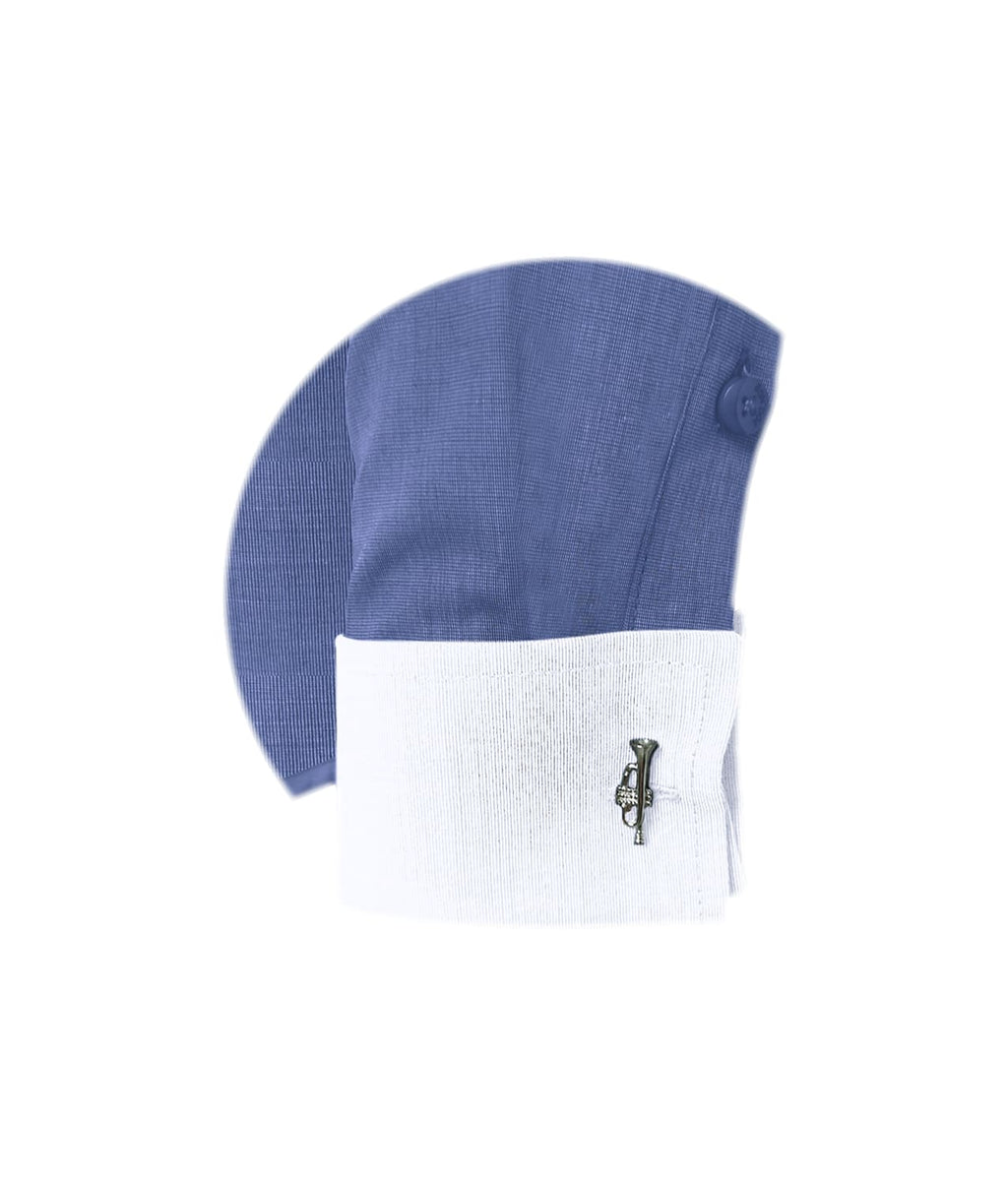 Camisa formal azul cuello y puños mancorna blancos hombre XS a 10XL