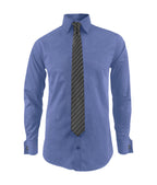 Camisa para corbata azul puño mancornas manga larga hombre XS a 10XL